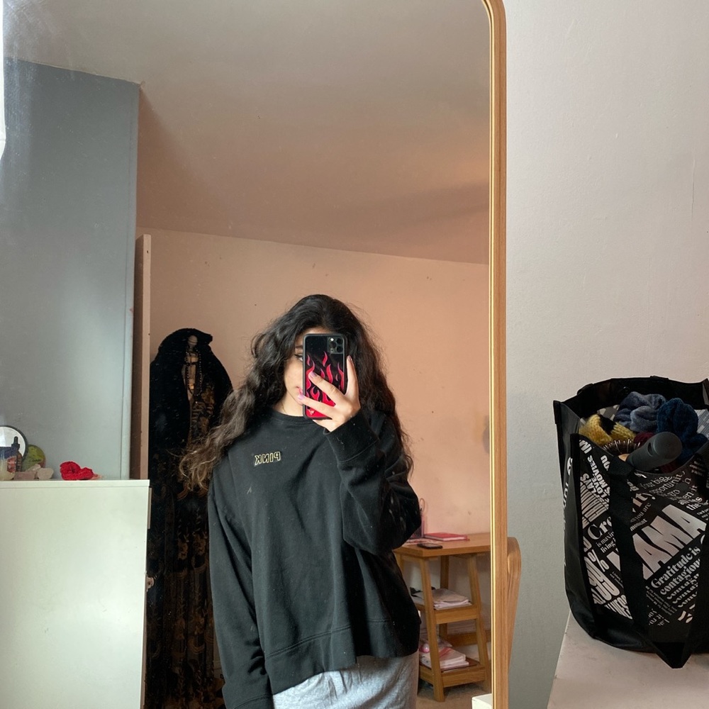 Black and White Pink Logo Crewneck